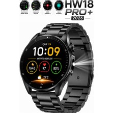 Sonreir Watch HW18 Pro+ 2026 Erkek Akıllı Saat AMOLED Ekran Bluetooth Görüşme iPhone Huawei Uyumlu 8,9,10,11 Siyah