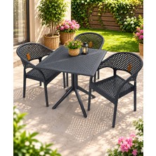 Ziynet Home 4 Kişilik Rattan Görünümlü Balkon Bahçe Masa Sandalye Takımı 80X80 cm Masa | Gizli Demir Şaseli