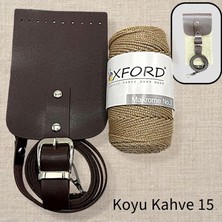 Oxford İplik Simli Telefon Çantası Seti 15 Koyu Kahve