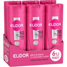 Elidor Güçlü ve Parlak 2'si 1 Arada Şampuan ve Bakım Kremi 400 ml x 6 Adet