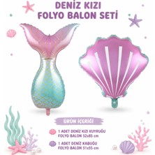 Çavuş E-Ticaret Deniz Kızı Konsept Folyo Balon Denizkızı Kuyruğu ve Deniz Kabuğu (Midye) 2li Folyo Balon Seti