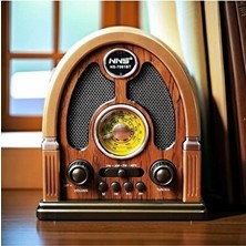 Solvéra Retro Ahşap Tasarımlı Bluetooth Radyo ve Alarm Saatli Radyo