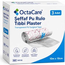 Octacare Şeffaf Pu Rulo Tıbbi Plaster 10M×10CM (3 Adet)