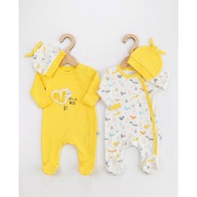 Bambik Imajbebe Kız Bebek Sevimli Sincap Figürlü Bereli Patikli 2'li Tulum Seti (4 Parça)