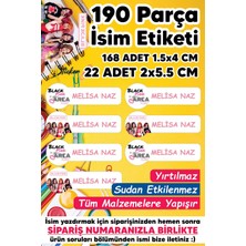 Msticker Okul Etiketi Kalem Defter Etiketi Black Pink Temalı Isim Yazılabilen Etiket - 190 Adet
