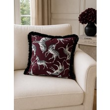 Pelin Abaka Zebra Serisi, Süet Saçaklı Kırlent Kılıfı 43X43 cm