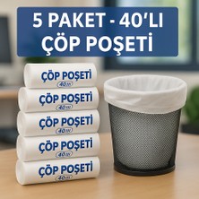 Merip Plastik Çöp Torbası-Küçük Boy Çöp Poşeti- Ofis Çöp Çöpeti- 50X40 cm - 40 Lı- 5 Paket
