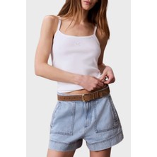Calvin Klein Pamuklu Regular Fit Logolu Kare Yaka Ip Askılı Top LV047G208GYAF Bayan Top LV047G208G Yaf