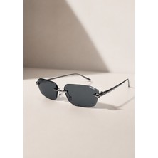 SUN PEARL Soul Unisex Geometrik Çerçevesiz Güneş Gözlüğü Füme Cam Metal Saplı UV400 Korumalı