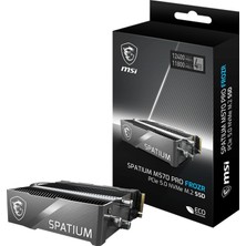 MSI Msı SSD Spatıum M570 Pro Pcıe 5.0 Nvme M.2 2tb Frozr R:12400 W:11