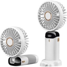 Nusrat Bilişim Feny FN-F30 Beyaz Kademeli Ultra Sessiz LED Göstergeli Katlanabilir Şarjlı 1200MAH Mini El Fanı