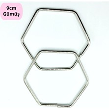 Oxford İplik Metal Altıgen Çanta Sapı 9cm Gümüş