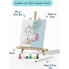 Tabdiko Doğum Günü Unicorn Boyama Tuvali – Şövaleli Boya Seti 20X20