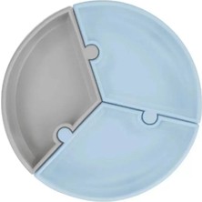 isiltikidsmoda Puzzle Vakum Tabanlı Silikon Tabak Mineral Blue / Powder Grey