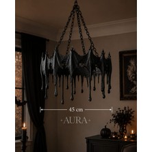 Aura Design Studio Aura Gotik Tasarım 45CM Yarasa Kanatlı ve Damlalıklı Avize - Cadılar Bayramı Temalı Tavan Aydınlatması