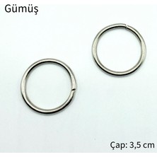 Oxford İplik Metal Sabit Çanta Halkası 3,5 cm - Gümüş