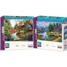 Farbu Oyuncak Çiçekli Göl ve Kuğu Gölü Ikili Set - 1000 + 500 Parça Ikili Puzzle Seti
