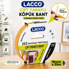 Danacı Kırtasiye Lacco Çift Taraflı Köpük Bant 18 mm x 25 M Güçlü Yapışkanlı Montaj Bandı Çok Amaçlı Beyaz 1 Adet