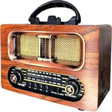 Solvéra Retro Ahşap Tasarımlı Bluetooth Hoparlör ve Şarjlı Radyo, Taşınabilir Alarm Saatli Radyo