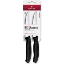Victorinox 6.7933.2B Swiss Classic 12CM 2'li Tırtıklı Biftek Bıçağı, Siyah