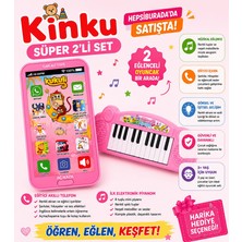 Kinku Oyuncak Dokunmatik Kukuli Cep Telefonu ve Elektronik Piyano 2'li Set Pembe Renk