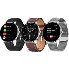 Hainoteko-27 Waterproof Akıllı Saat Amoled Ekran Bluetooth Arama 3 Kordon Set Gümüş