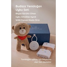 Budizzz Yenidoğan Hediye Seti | Beyaz Gürültü, Uyku Arkadaşı & Müslin