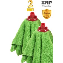 Seraser Welsoft Balerin Mop Yedek Başlıklı 2 Adet Yeşil Mop, Papas 45X60