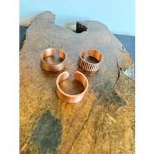 Aida Jewelss Zadenza Gold %100 Saf Bakır 3lü Yüzük Ayarlanabilir Ölçü El Işi Bakır Yüzük Kombini