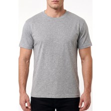Hadiora Unisex Gri Bisiklet Yaka Oversize Tişört - Basic Bol Kesim Günlük T-Shirt