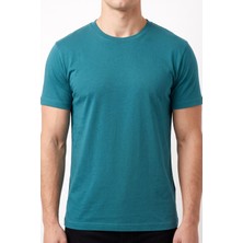 Hadiora Unisex Yeşil Bisiklet Yaka Oversize Tişört - Basic Bol Kesim Günlük T-Shirt