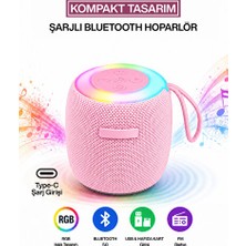 Solvéra Renkli Işıklı Şarjlı Bluetooth Hoparlör, Type-C ve Hafıza Kartı Desteği