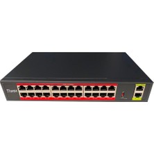 Tiwox TP-G2420-POE300W 24 Port 10/100 +2 Port Gigabit Sfp  Poe Rack Switch