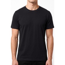 Hadiora Unisex Siyah Bisiklet Yaka Oversize Tişört - Basic Bol Kesim Günlük T-Shirt