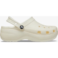 Crocs Classic Platform Glitter Clog Kadın Krem SANDALET.0WV