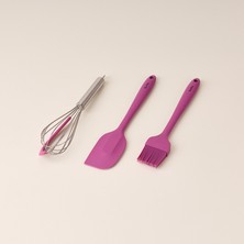 Tantitoni Silikon Spatula Fırça ve Çırpıcı Seti - Mor