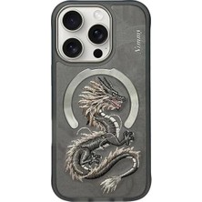 Nimmy Nımmy iPhone 16 Pro Uyumlu  Magsafe Destekli 3D Gerçek Nakış Işlemeli Dragon Desenli Kılıf