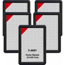 OfisDS 5 Adet 25 mm A4(21X29.7) Rondo Köşe Alüminyum Aç-Kapa Çerçeve – Poster Çerçevesi (Siyah Renk)