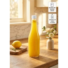 Qualitev 1 Adet Uzun Şeffaf Cam Sürahi Limonata, Süt, Ayran, Su ve Meşrubat Şişesi Sızdırmaz Kapaklı Şişe