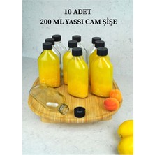 Qualitev 10 Adet 200 ml Yassı Cam Cold Brew Şişesi Siyah Kapaklı Soğuk Kahve Şişe