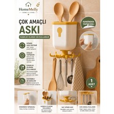 Btm Home 360° Dönen Yapışkanlı 6 Kancalı Mutfak Askılığı Duvar Organizeri Kepçe Kaşık Kupa Askısı