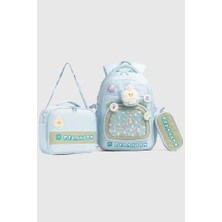 Relaxion RLX-1815 3'lü Set Çocuk Ilkokul Çantası Kalemlikli Beslenme Çantalı Sırt Çantası Bej