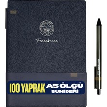 Fenerbahçe Lisanslı Suni Deri Kaplamalı 100 Yapraklı 14X21CM Ölçülü Çizgili A5 Not Defteri Kalem Hediyeli