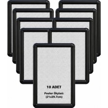 OfisDS 10 Adet 25 mm A4(21X29.7) Rondo Köşe Alüminyum Aç-Kapa Çerçeve – Poster Çerçevesi (Siyah Renk)