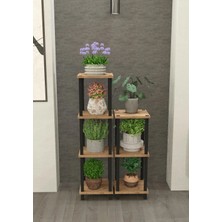 Remaks Odin Çok Katlı Basamak Saksılık Çiçeklik Standı | Dekoratif Modüler Bitki Rafı-Meşe