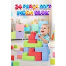 Farbu Oyuncak Çantalı 24 Parça Soft Mega Blok – Hayal Gücünü Geliştiren  Yumuşak Eğitici Bebek Oyuncak Seti
