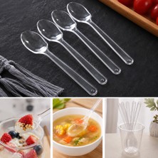 Merip Plastik Sup Kaşığı- Tatlı Kaşığı- Sunum Kaşığı- Tek Kullanımlık Plastik Şeffaf Mini Kaşık