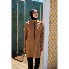 Remsa Mayo Tam Kapalı Yüzücü Tesettür Mayo R003 Nurhan Camel