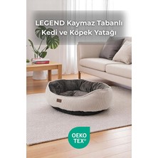 Solvéra Kaymaz Tabanlı Gri ve Krem Renkli Yatak Kedi ve Köpek Yatağı
