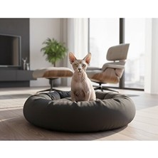 Solvéra Gri Polar Simit Yatak, Küçük Irk Köpek ve Kedi Iç Kedi ve Köpek Yatağı